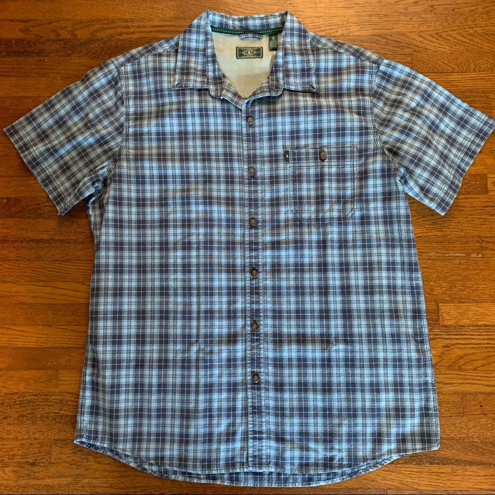 Bass Shirt Blue Plaid Short Sleeve Size XL